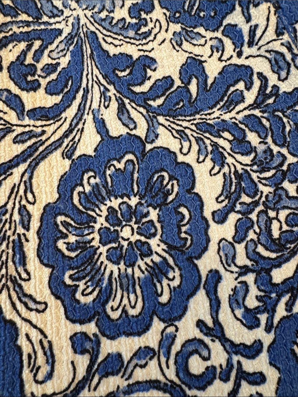 Zara Blue and Cream Floral Midi Dress - Picture 2 of 5